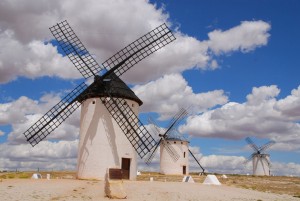 Windmills in La Mancha, Spain. 