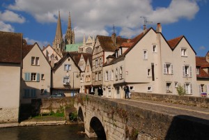 The historic small city of Chartres, France